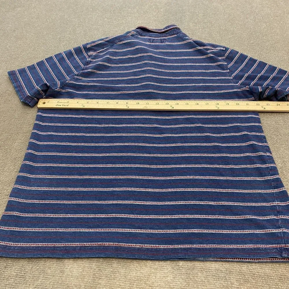 Carbon 2 Cobalt Polo Shirt Mens Large‎ Textured Stripes Short Sleeve Casual